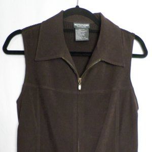 Notations Clothing Co Short Sleeve Zip up Brown Soft Collared Jacket